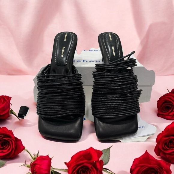 Proenza Schouler Rolo Black Leather Strappy Kitten Heels, Size 36.5 Sandals NWB - Picture 9 of 9